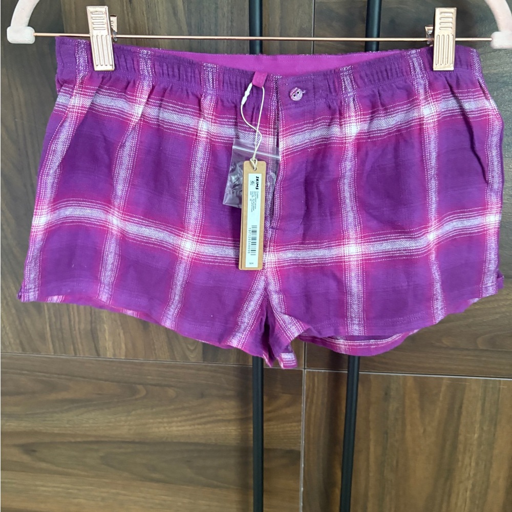 SKIMS Purple Plaid flannel sleep boxer Women's Shorts
